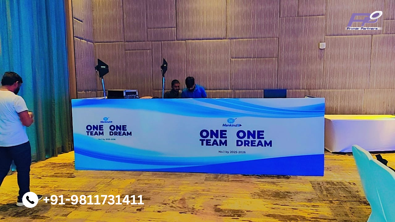 Custom Branded Podium and Stage Setup for Mankind Pharma Summit by Primar Partners (+91-9811731411)