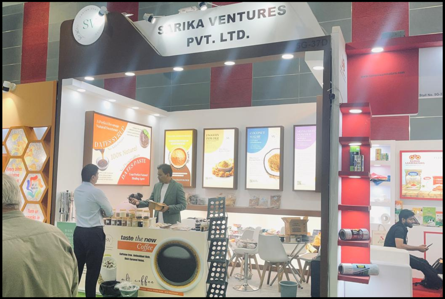 Brand activation stall design at exhibition with promotional displays