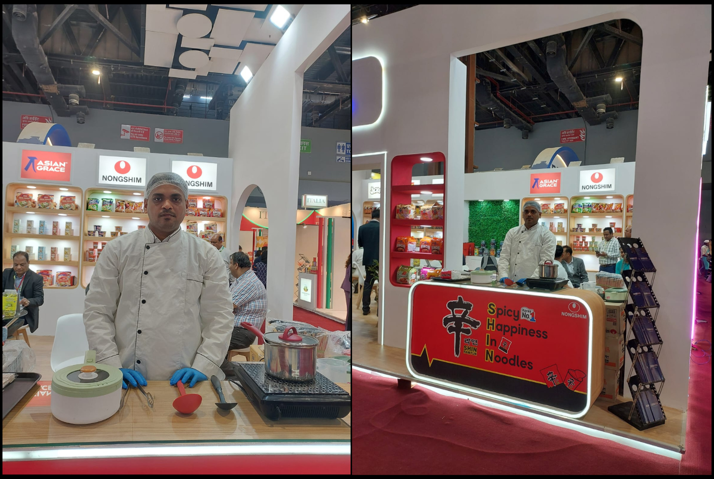 Trade fair booth design with engaging visual elements and signage