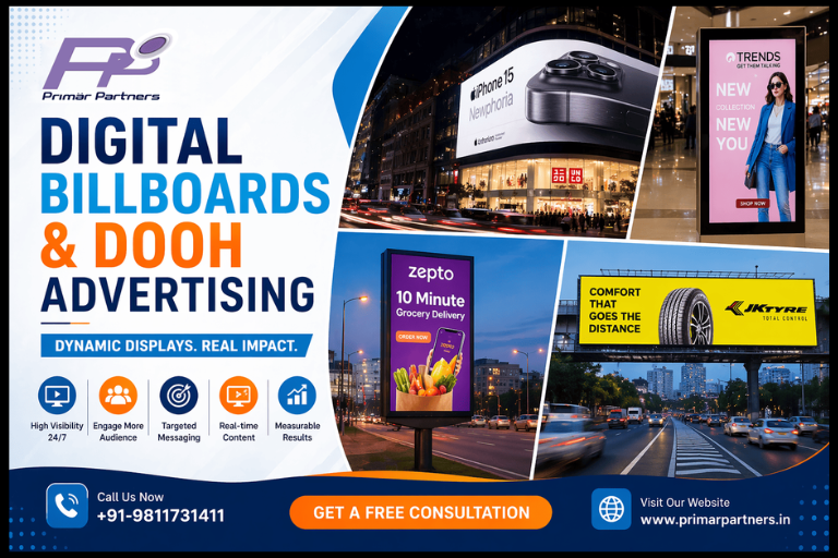 Airport Display, Train Wrap, Interior Hanging Banner, and Hoarding Advertising Collage by Primar Partners